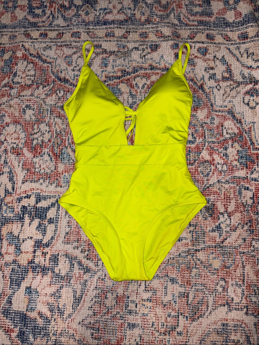 Becca by Rebecca Virtue Plunge Tie Back One Piece Swimsuit SZ S NWOT